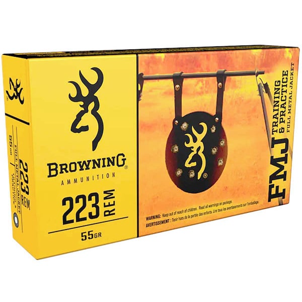 Browning 223 Remington Ammunition 55 Grain Full Metal Jacket Box of 20