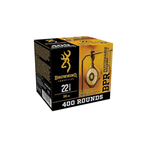 Browning BPR 22 Long Rifle Ammunition 36 Grain Copper Plated Hollow Point Box of 400