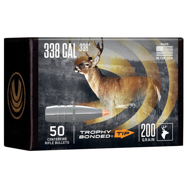Federal Premium Trophy Bonded 338 Caliber (.338 Diameter) Bullets 200 grain Polymer Tip with Cannelure Box of 4