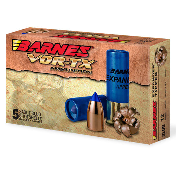 Barnes VOR-TX 12 Gauge Ammunition 2-3/4" 438 grain 1450 fps Expander Tip Polymer Tip Sabot Slug Box of 5