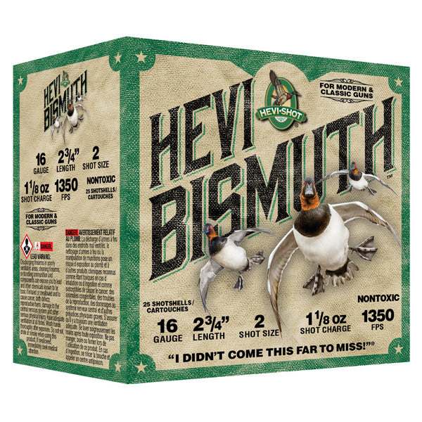 Hevi-Shot Hevi-Bismuth 16 Gauge Ammunition 2-3/4" #2 1-1/8 oz 1350 fps Bismuth Box of 25