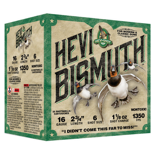 HEVI-SHOT 16ga BISMUTH 2.75in 1-1/8oz 6 25/b 10c