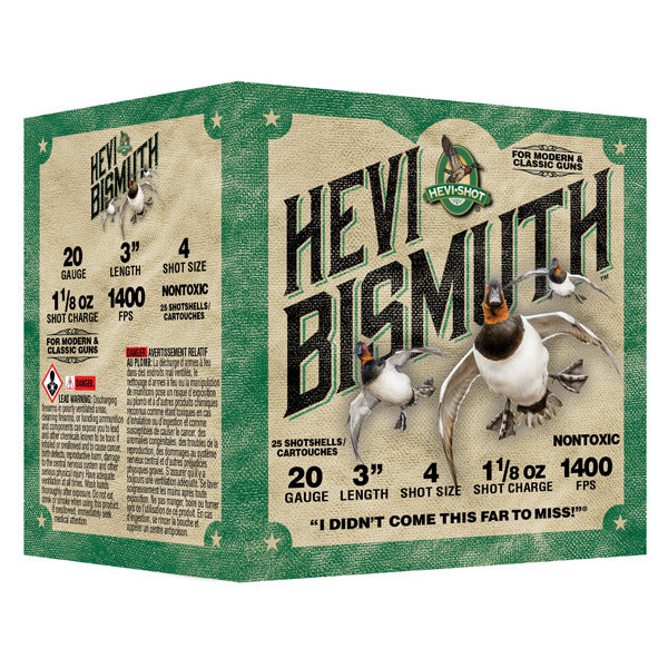 HEVI-SHOT 20ga BISMUTH 3in 1-1/8oz 4 25/bx 10/cs
