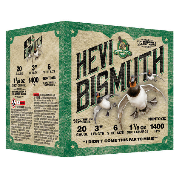 HEVI-SHOT 20ga BISMUTH 3in 1-1/8oz 6 25/bx 10/cs