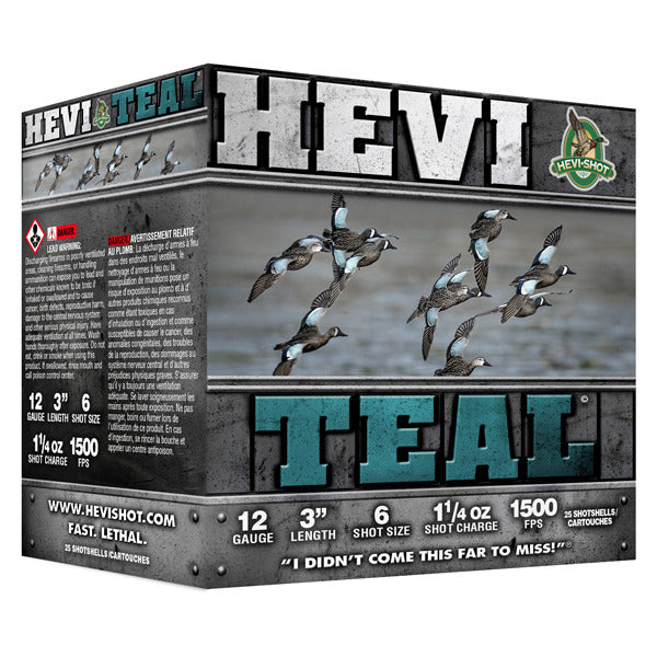 Hevi-Shot Hevi-Teal 12 Gauge Ammunition 3" #6 1-1/4 oz 1500 fps Steel Box of 25