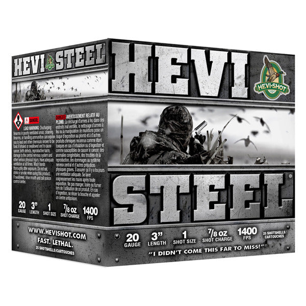 Hevi-Shot Hevi-Steel 20 Gauge Ammunition 3" #1 7/8 oz 1400 fps Steel Steel Shot Box of 25