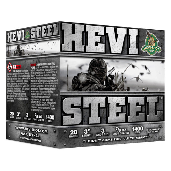 Hevi-Shot Hevi-Steel 20 Gauge Ammunition 3" #3 7/8 oz 1400 fps Steel Steel Shot Box of 25