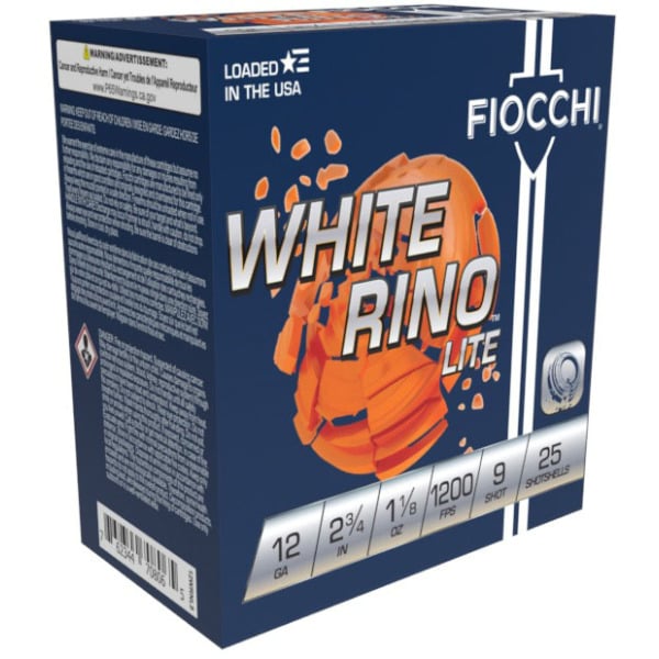Fiocchi White Rino Lite 12 Gauge Ammunition 2-3/4" #9 1-1/8 oz 1200 fps Case of 250