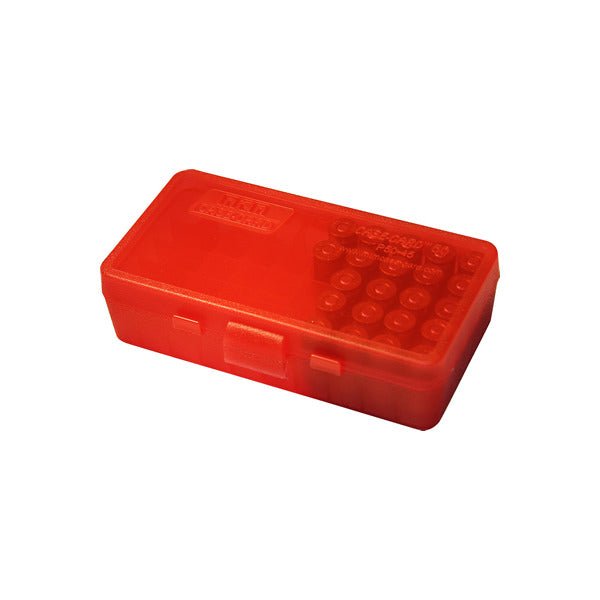 MTM PISTOL FLIP-TOP 50rd 9MM/380ACP/CLR-RED 24/CS