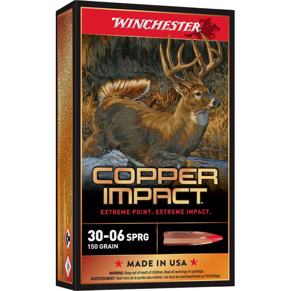 Winchester Power Point 30-06 Springfield Ammunition 150 Grain Copper Impact Copper Impact Polymer Tip Box of 20