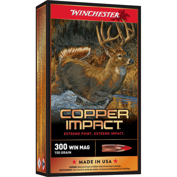 Winchester Power Point 300 Winchester Magnum Ammunition 150 Grain Copper Impact Copper Impact Polymer Tip Box of 20