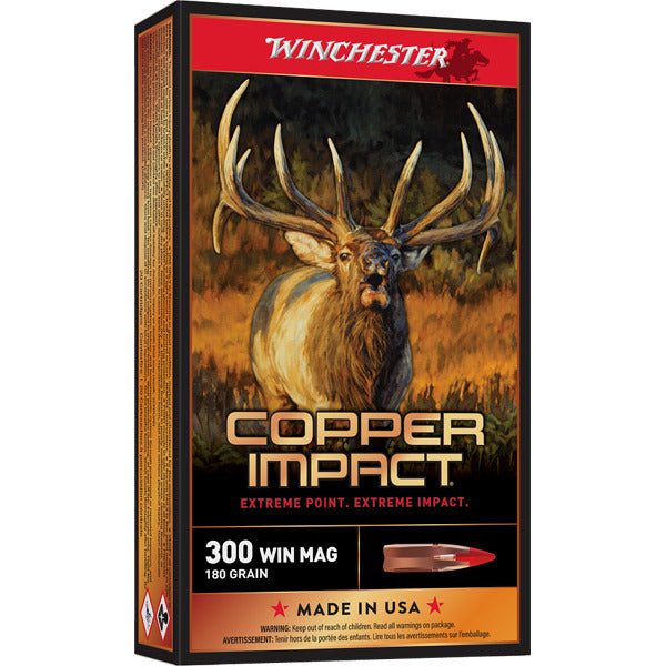 Winchester Power Point 300 Winchester Magnum Ammunition 180 Grain Copper Impact Copper Impact Polymer Tip Box of 20