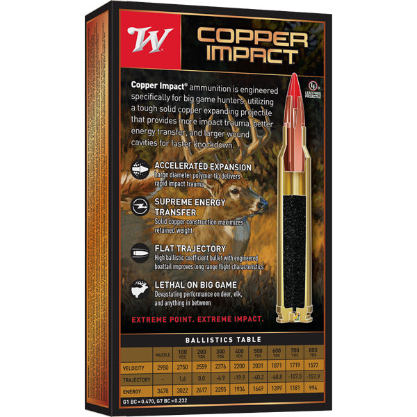Winchester Power Point 300 Winchester Magnum Ammunition 180 Grain Copper Impact Copper Impact Polymer Tip Box of 20