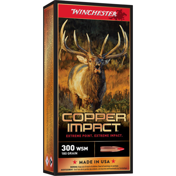 Winchester Power Point 300 WSM (Winchester Short Magnum) Ammunition 180 Grain Copper Impact Copper Impact Polymer Tip Box of 20