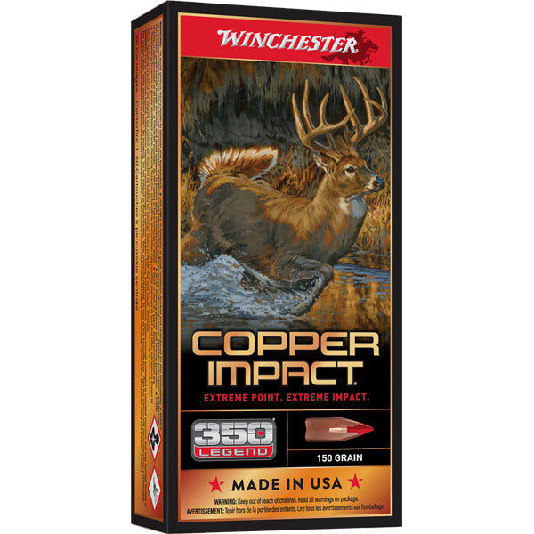 Winchester Power Point 350 Legend Ammunition 150 Grain Copper Impact Copper Impact Polymer Tip Box of 20