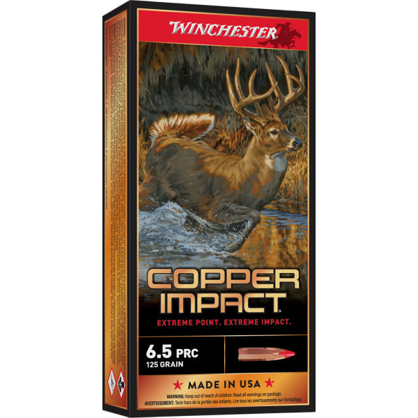 Winchester Power Point 6.5 PRC Ammunition 125 Grain Copper Impact Copper Impact Polymer Tip Box of 20