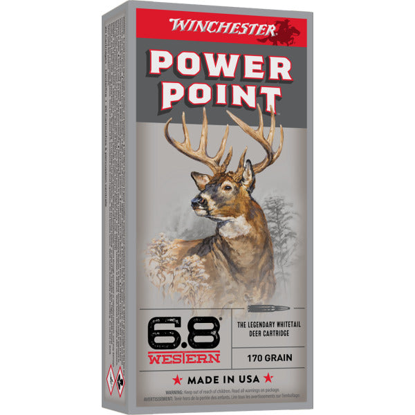 Winchester Super-X 6.8 Western Ammunition 170 Grain Jacketed Soft Point Box of 20