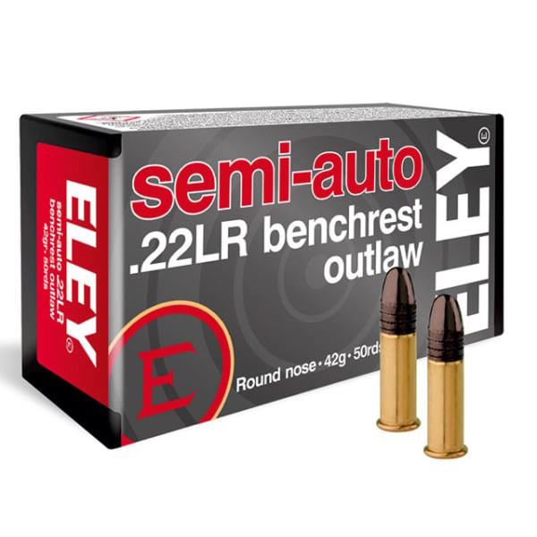 Eley Benchrest Outlaw 22 Long Rifle Ammunition 42 Grain Round Nose Box of 50