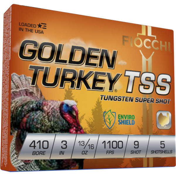 Fiocchi Golden Turkey TSS 410 Bore Ammunition 3" #9 13/16 oz 1100 fps Tungsten Box of 5