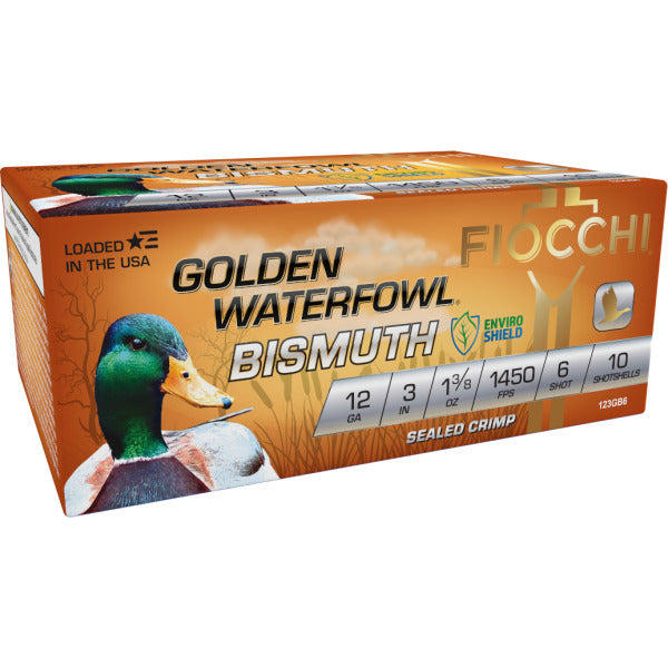 Fiocchi Golden Waterfowl 12 Gauge Ammunition 3" #6 1-3/8 oz 1450 fps Bismuth Box of 10