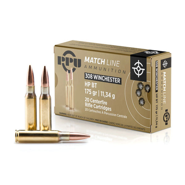 Prvi Partizan 308 Winchester Ammunition 175 Grain Boat Tail Hollow Point Box of 20