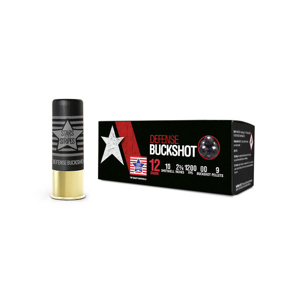 Stars & Stripes 12 Gauge Ammunition 2-3/4" #00 1200 fps Buckshot Box of 10