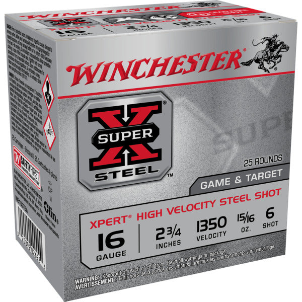 Winchester Xpert 16 Gauge Ammunition 2-3/4" #6 15/16 oz 1350 fps Steel Steel Shot Box of 25