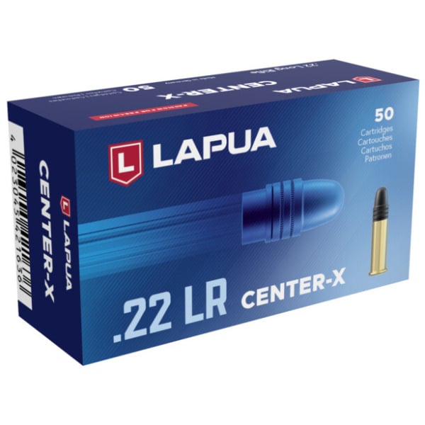 Lapua Center-X 22 Long Rifle Ammunition 40 Grain Lead Round Nose Box of 50