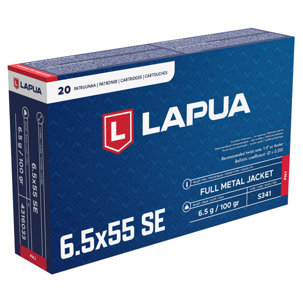 Lapua 6.5x55mm Ammunition 100 Grain Full Metal Jacket Box of 20