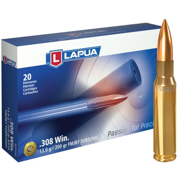 Lapua 308 Winchester Ammunition 200 Grain Full Metal Jacket Box of 20