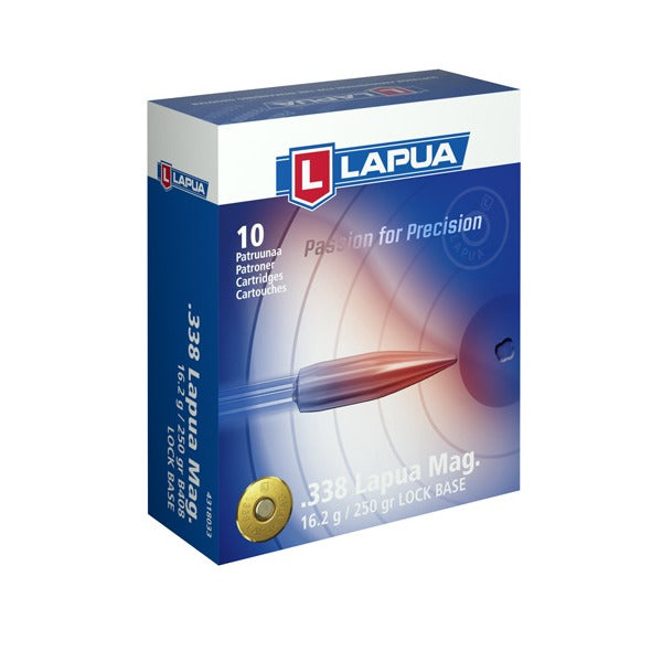 Lapua 338 Lapua Magnum Ammunition 250 Grain Full Metal Jacket Box of 10