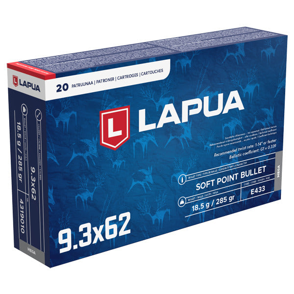 Lapua 9.3x62mm Ammunition 285 Grain Mega Soft Point Box of 20
