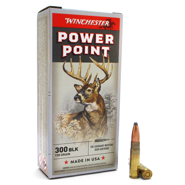 Winchester Power-Point 300 AAC Blackout (7.62x35mm) Ammunition 150 Grain Pointed Soft Point Box of 20