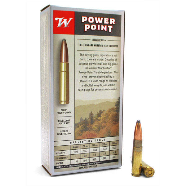 Winchester Power-Point 300 AAC Blackout (7.62x35mm) Ammunition 150 Grain Pointed Soft Point Box of 20