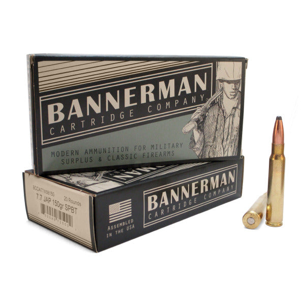 Bannerman 7.7mm Japanese (7.7x58mm) Ammunition 150 Grain Boat Tail Spire Point Box of 20