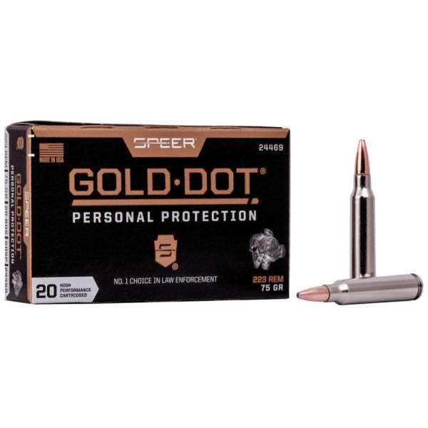 Speer Gold Dot 223 Remington Ammunition 75 Grain Bonded Jacketed Soft Point Box of 20