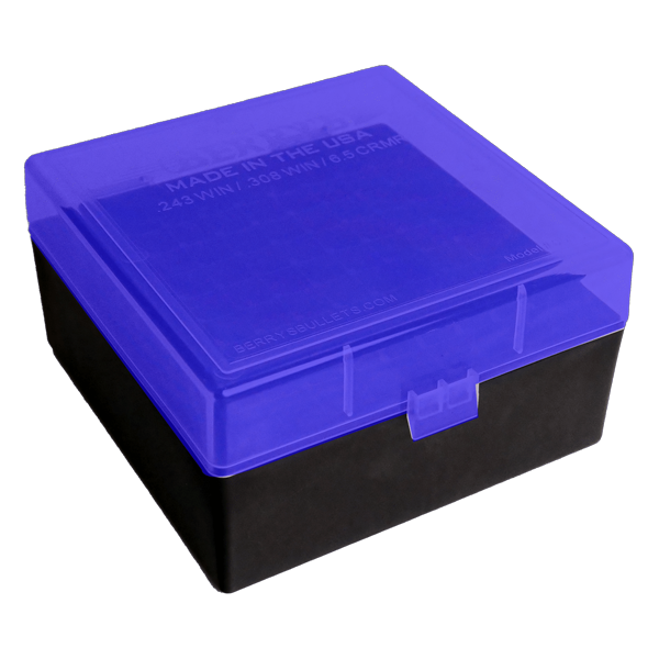 BERRY 243/6.5CM/308 HINGED-TOP BOX 100-RND Blue/BLK