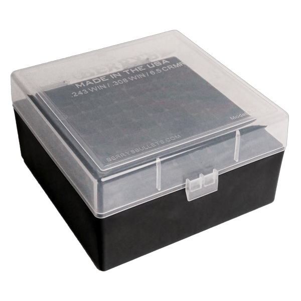 BERRY 243/6.5CM/308 HINGED-TOP BOX 100-RND Clear/BLK