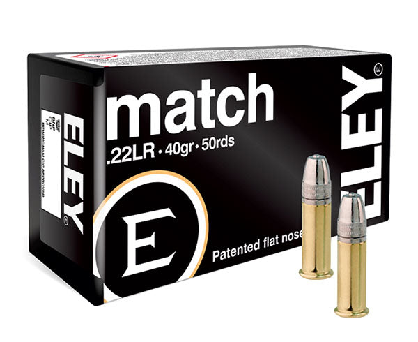 Eley Match EPS 22 Long Rifle Ammunition 40 Grain Flat Nose Box of 50