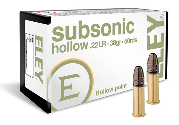 Eley Subsonic 22 Long Rifle Ammunition 38 Grain Hollow Point Box of 50