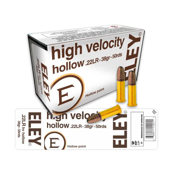 Eley High Velocity 22 Long Rifle Ammunition 38 Grain Hollow Point Box of 50