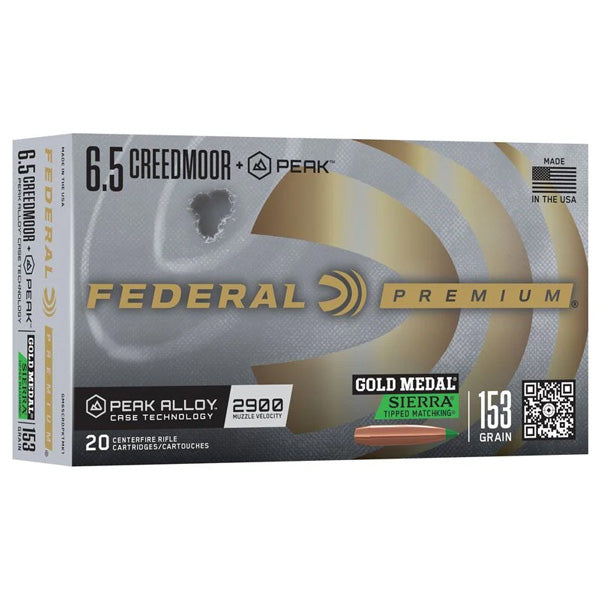 FEDERAL AMMO 6.5 CREED + PEAK 153gr SIERRA TMK 20b 10c