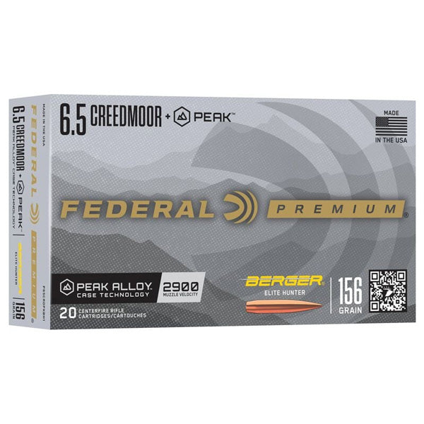 FEDERAL AMMO 6.5 CREED + PEAK 156gr ELITE HUNT 20b 10c
