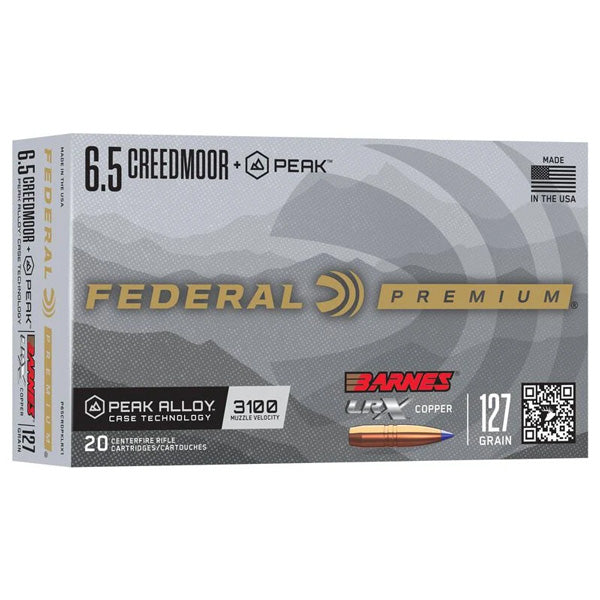 FEDERAL AMMO 6.5 CREED + PEAK 127gr BARNES LRX 20b 10c