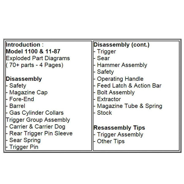 Gun Guides DISASSEMBLY & REASSEMBLY REMINGTON 1100
