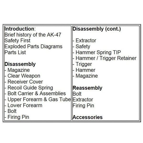 Gun Guides DISASSEMBLY & REASSEMBLY AK-47