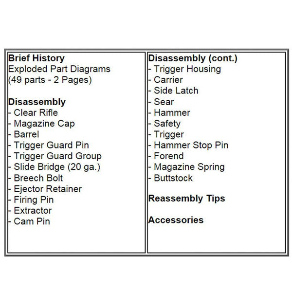 Gun Guides DISASSEMBLY & REASSEMBLY WINCHESTER 1300