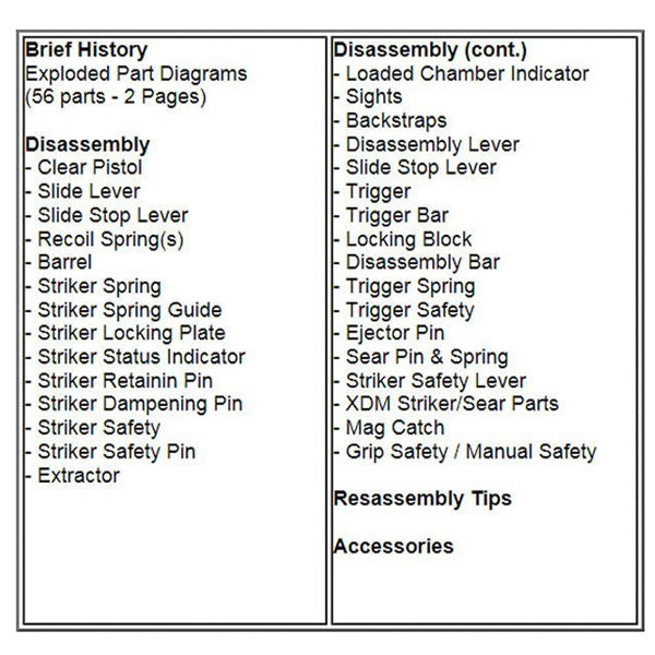 Gun Guides DISASSEMBLY & REASSEMBLY SPFLD XD & XDM