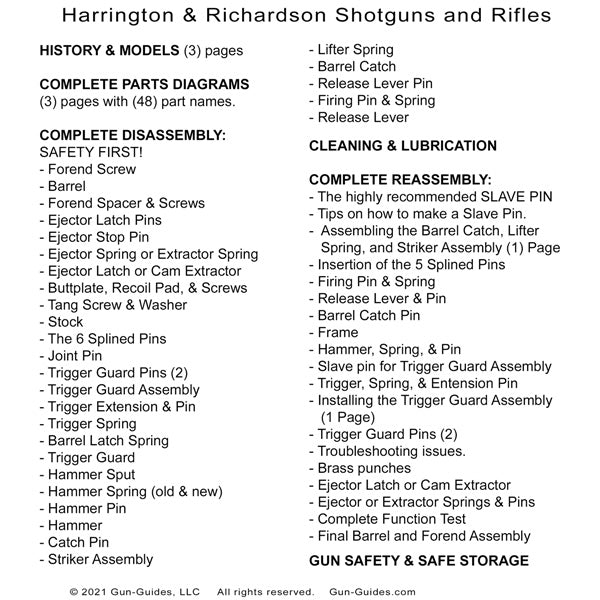 Gun Guides DISASSEMBLY & REASSEMBLY Harrington & Richardson NEF SHOTGUN RIFLES