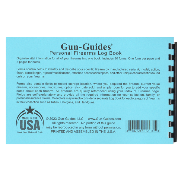 Gun Guides PERSONAL FIREARMS LOG BOOK